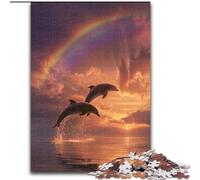 1000 Piece Jigsaw Puzzle for Adults Teens Dolphins Under The Rainbow Learning Educational Toys Family Games Birthday Present, Gifts (size 26x38cm)