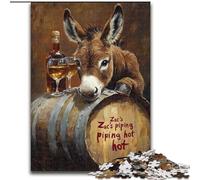 1000 Piece Jigsaw Puzzle for Adults Teens Donkey on A Wine Barrel, Family Game Stress Reliever Difficult Challenge Enhance Love between Couples (Size 26x38cm)