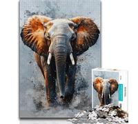 1000 Piece Jigsaw Puzzle for Adults Teens Elephant Oil Painting 1000 Pieces for Adults,learning Educational Is Ideal As A Gift for The Whole Family 26x38cm