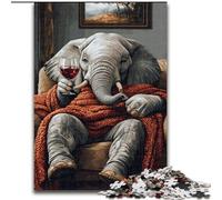 1000 Piece Jigsaw Puzzle for Adults Teens Elephant on The Sofa, Family Game Stress Reliever Difficult Challenge Enhance Love between Couples (Size 50x75cm)