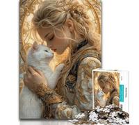 1000 Piece Jigsaw Puzzle for Adults Teens Female Knight And Cat 1000 Piece Jigsaw,is Ideal As Gifts for The Whole Family Suitable for And 14 (size 75x50cm)