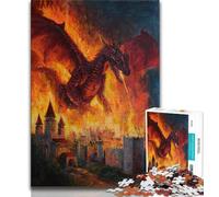1000 Piece Jigsaw Puzzle for Adults Teens Fire Dragon,Challenging Game And Family Play Educational Game for Birthday,Chrismas (38x26cm)