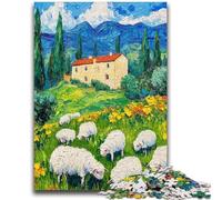 1000 Piece Jigsaw Puzzle for Adults Teens Flock of Sheep Oil Painting Help The Brain Exercise Addictive Toys to Cultivate Patience Parent-child Interaction 50x75cm