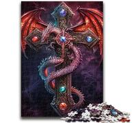 1000 Piece Jigsaw Puzzle for Adults Teens Flying Dragon And Sword Vibrant And Unique Design Relaxing & Challenging Puzzle Experience 38x26cm