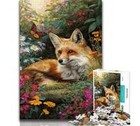 1000 Piece Jigsaw Puzzle for Adults Teens Fox And Flowers,Help The Brain Exercise Addictive Toys to Cultivate Patience Perfect Decoration (38x26cm)