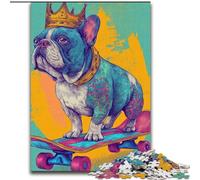 1000 Piece Jigsaw Puzzle for Adults Teens French Bulldog Skateboarding, Decompressing Intellectual Educational Toy Is Ideal As Gifts for The Whole Family (Size 26x38cm)