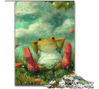 1000 Piece Jigsaw Puzzle for Adults Teens Frog Sitting on The Grass,Help The Brain Exercise Addictive Toys to Cultivate Patience Perfect Decoration 38x26cm