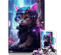1000 Piece Jigsaw Puzzle for Adults Teens Futuristic Cat 1000 Piece Jigsaw,is Ideal As Gifts for The Whole Family Suitable for And 14 (size 75x50cm)