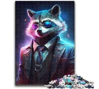 1000 Piece Jigsaw Puzzle for Adults Teens Gangster Raccoon in Suit for And 14 Years And over Impossible Game Christmas Birthday Gift 26x38cm
