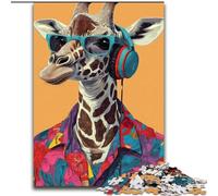 1000 Piece Jigsaw Puzzle for Adults Teens Giraffe Listening to Music,Toys Educational Games Stress Relieving Unique Home Decor And Gifts 50x75cm