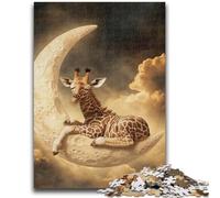1000 Piece Jigsaw Puzzle for Adults Teens Giraffe on The Moon for And 14 Years And over Impossible Game Christmas Birthday Gift 50x75cm