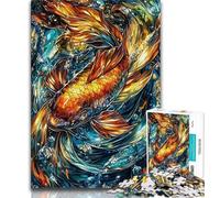 1000 Piece Jigsaw Puzzle for Adults Teens Golden Carp, Difficult And Challenge,Wall Decoration Unique Birthday And Xmas Gifts Suitable for And 14 38x26cm