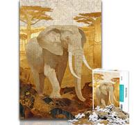 1000 Piece Jigsaw Puzzle for Adults Teens Golden Elephant,Help The Brain Exercise Addictive Toys to Cultivate Patience Perfect Decoration (75x50cm)