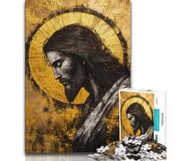 1000 Piece Jigsaw Puzzle for Adults Teens Golden Jesus,Challenging Game And Family Play Educational Game for Birthday,Chrismas (75x50cm)