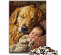 1000 Piece Jigsaw Puzzle for Adults Teens Golden Retriever And Baby Teenager Puzzles,Perfect for Game Nights, Colorful Toy for Home Gift (75x50cm)