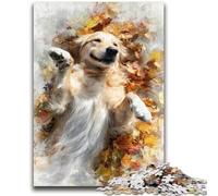 1000 Piece Jigsaw Puzzle for Adults Teens Golden Retriever And Fallen Leaves Adult Jigsaw,Challenging Family Activity Games DIY Toy for Home Wall Decor Gifts (50x75cm)