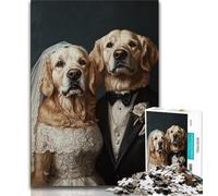 1000 Piece Jigsaw Puzzle for Adults Teens Golden Retriever Couple,Help The Brain Exercise Addictive Toys to Cultivate Patience Wall Decoration (38x26cm)
