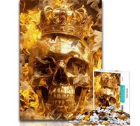 1000 Piece Jigsaw Puzzle for Adults Teens Golden Skull Wearing A Crown 1000 Piece Puzzle,Fun Games Every Piece Is Unique - Challenging Family Fun Game 75x50cm
