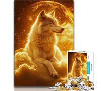 1000 Piece Jigsaw Puzzle for Adults Teens Golden Wolf,Help The Brain Exercise Addictive Toys to Cultivate Patience Wall Decoration (75x50cm)