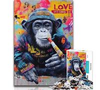 1000 Piece Jigsaw Puzzle for Adults Teens Graffiti Chimpanzee 1000 Pieces for Adults,Educational Games Home Decoration Suitable for Desktop Decoration (size 75x50cm)