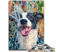 1000 Piece Jigsaw Puzzle for Adults Teens Happy Border Collie Teenager Puzzles,Perfect for Game Nights, Colorful Toy for Home Gift (38x26cm)