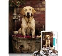 1000 Piece Jigsaw Puzzle for Adults Teens Happy Golden Retriever 1000 Piece Puzzle,Fun Games Every Piece Is Unique - Challenging Family Fun Game 26x38cm