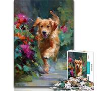 1000 Piece Jigsaw Puzzle for Adults Teens Happy Golden Retriever 1000 Piece Puzzle,Fun Games Every Piece Is Unique - Challenging Family Fun Game 26x38cm