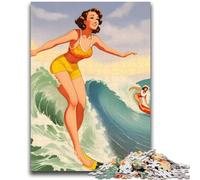 1000 Piece Jigsaw Puzzle for Adults Teens Hawaii Surfer Girl 1000 Pieces for Adults,Challenging Game Gifts for Is Ideal As A Gift for The Whole Family (26x38cm)