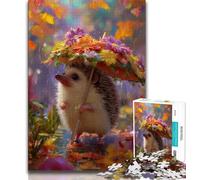 1000 Piece Jigsaw Puzzle for Adults Teens Hedgehog Holding An Umbrella Adult Jigsaw,Artistic Wall Decor & Birthday Gift Idea for Friends, Home Office (size 38x26cm)