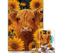 1000 Piece Jigsaw Puzzle for Adults Teens Highland Cow 1000 Piece Jigsaw,Stress Reliever Difficult Challenge Secret Santa Gifts 38x26cm
