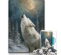 1000 Piece Jigsaw Puzzle for Adults Teens Howling White Wolf 1000 Pieces for Adults,Educational Games Home Decoration Suitable for Desktop Decoration (size 38x26cm)