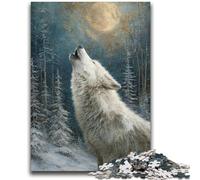1000 Piece Jigsaw Puzzle for Adults Teens Howling White Wolf Teenager Jigsaw,Educational Games Home Decoration Birthday Present, Gifts, Wall Art (50x75cm)