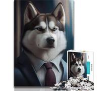 1000 Piece Jigsaw Puzzle for Adults Teens Husky Dog Suit Animal 1000 Piece Puzzle,Quiz Game Wall Decoration Unique Birthday And Xmas Gifts 38x26cm