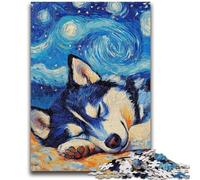 1000 Piece Jigsaw Puzzle for Adults Teens Husky Night Sky Educational Family Game Is Ideal As Gifts for The Whole Family for 14+ 50x75cm
