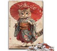 1000 Piece Jigsaw Puzzle for Adults Teens Japanese Samurai Cat 1000 Piece Jigsaw,Learning Educational Toys Family Games Unique Birthday And Gifts (50x75cm)