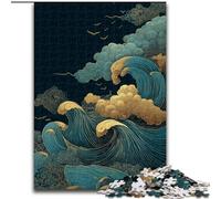 1000 Piece Jigsaw Puzzle for Adults Teens Japanese Style Waves, Family Activity Unique Home Decor And Gifts for Ages 14+ (Size 26x38cm)