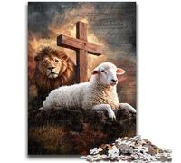 1000 Piece Jigsaw Puzzle for Adults Teens Jesus Lion Sheep Vibrant And Unique Design Relaxing & Challenging Puzzle Experience 50x75cm