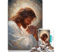 1000 Piece Jigsaw Puzzle for Adults Teens Jesus Oil Painting Teenager Puzzles,Stress Reliever Staycation Kill Time Parent-child Interaction (size 75x50cm)