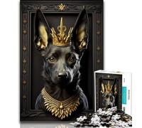 1000 Piece Jigsaw Puzzle for Adults Teens King Dog Golden Art Deco Jigsaw,Family Entertainment Toys with Matching Poster And Trivia Sheet 75x50cm