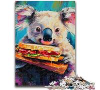 1000 Piece Jigsaw Puzzle for Adults Teens Koala Eating A Hamburger Adult Puzzles,Challenging Game Gifts for Is Ideal As A Gift for The Whole Family (75x50cm)