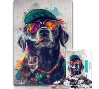 1000 Piece Jigsaw Puzzle for Adults Teens Labrador Wearing Glasses 1000 Pieces for Adults,Educational Games Home Decoration Suitable for Desktop Decoration (size 75x50cm)
