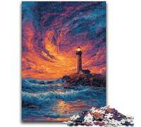 1000 Piece Jigsaw Puzzle for Adults Teens Lighthouse at Sunset 1000 Piece Puzzle,Fun Games Every Piece Is Unique - Challenging Family Fun Game (75x50cm)
