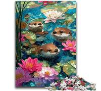 1000 Piece Jigsaw Puzzle for Adults Teens Lotus And Otter Adult Puzzles,Birthday Present, Gifts, Wall Art for Age 14 Years Up (75x50cm)