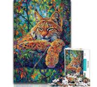 1000 Piece Jigsaw Puzzle for Adults Teens Lynx in A Tree Adult Jigsaw,Learning Educational Toys Family Games Unique Birthday And Gifts (size 75x50cm)