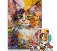 1000 Piece Jigsaw Puzzle for Adults Teens Maine Coon Cat Oil Painting,Help The Brain Exercise Addictive Toys to Cultivate Patience Wall Decoration 38x26cm