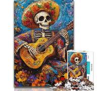 1000 Piece Jigsaw Puzzle for Adults Teens Mexican Skeleton Playing Guitar,Toys Educational Games Stress Relieving Unique Home Decor And Gifts (75x50cm)