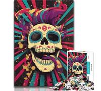 1000 Piece Jigsaw Puzzle for Adults Teens Mexican Style Skull 1000 Piece Jigsaw,Challenging Family Activity Games DIY Toy for Home Wall Decor Gifts (size 38x26cm)