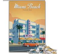 1000 Piece Jigsaw Puzzle for Adults Teens Miami Beach,Educational Games Home Decoration for Is Ideal As A Gift for The Whole Family 50x75cm