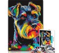 1000 Piece Jigsaw Puzzle for Adults Teens Miniature Schnauzer DJ Neon 1000 Pieces for Adults,learning Educational Is Ideal As A Gift for The Whole Family 26x38cm