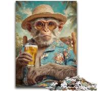 1000 Piece Jigsaw Puzzle for Adults Teens Monkey on Vacation Educational Family Game Is Ideal As Gifts for The Whole Family for 14+ 26x38cm